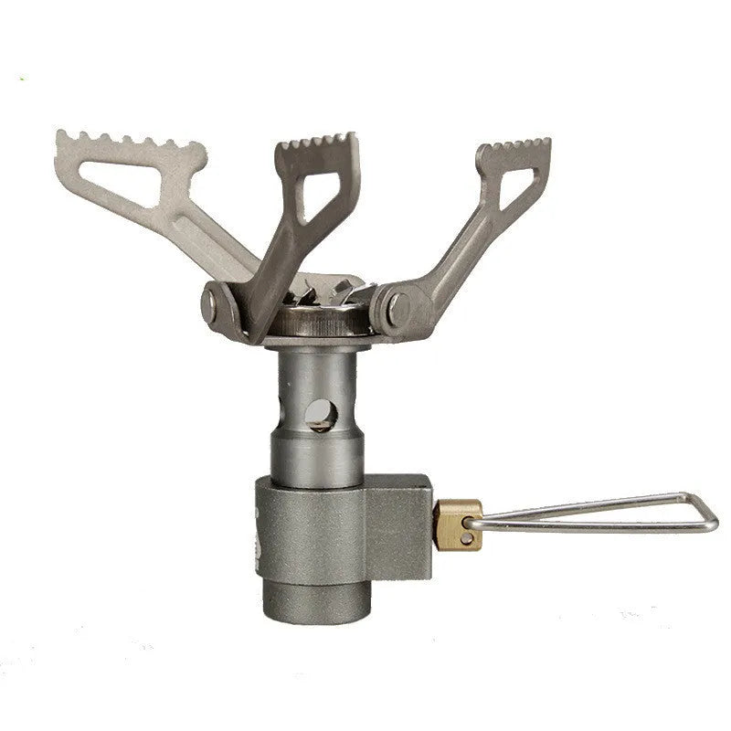 Portable propane gas camping stove with compact one-piece design for outdoor use