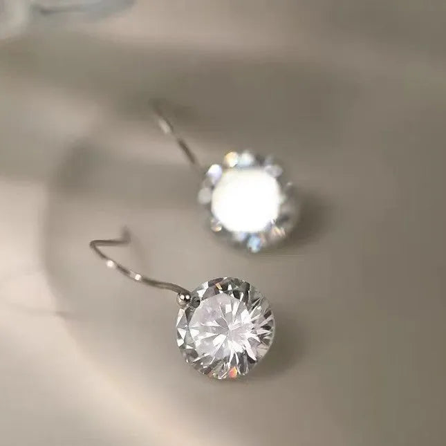 Women's copper geometric round zircon earrings casual style