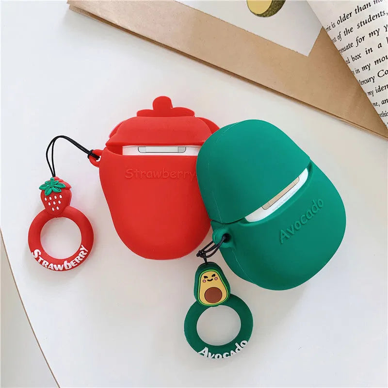 Cartoon silicone protective case for Apple AirPods 1 2 charging case in avocado style