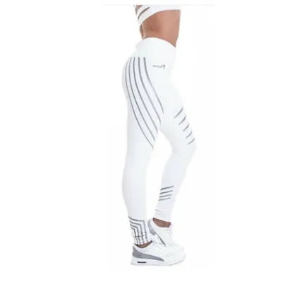 Women's black high-waist workout leggings with night-glowing prints made from milk silk fabric