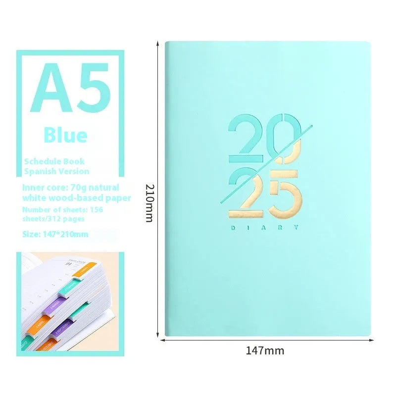 Soft leather A5 daily schedule book with 150 sheets in multiple colour options