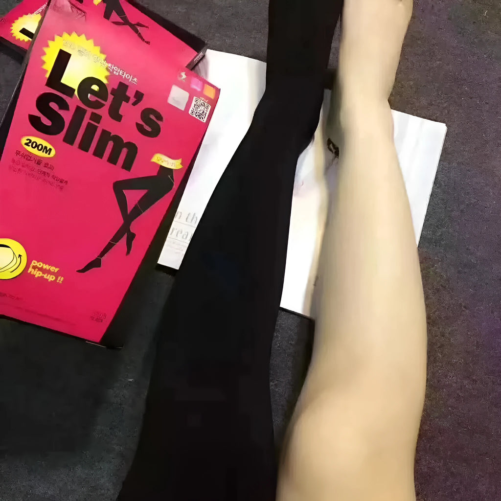 Beige and black stovepipe compression socks for hip and abdomen support