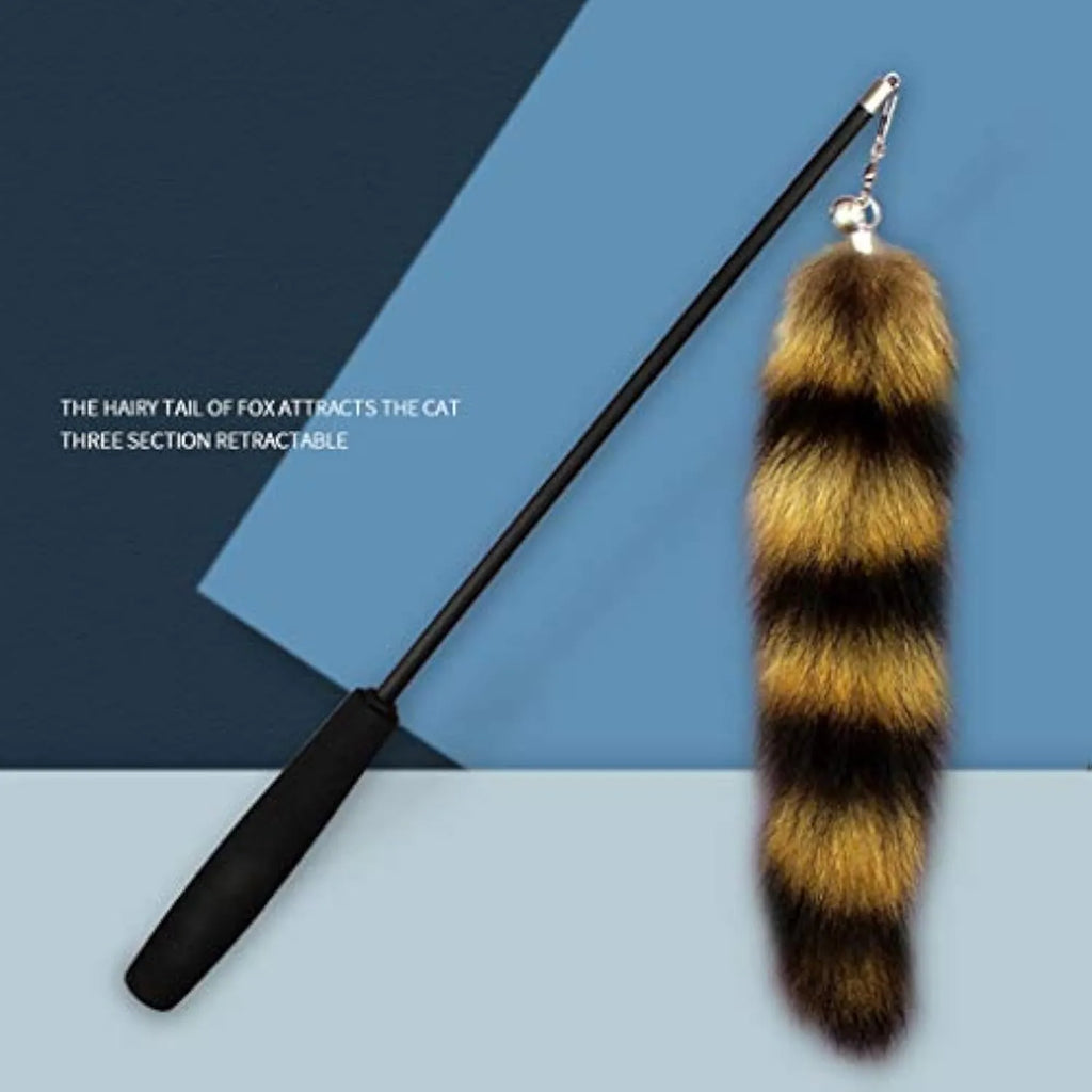 Black 42cm cat wand teaser with elastic string and interactive catcher attachment