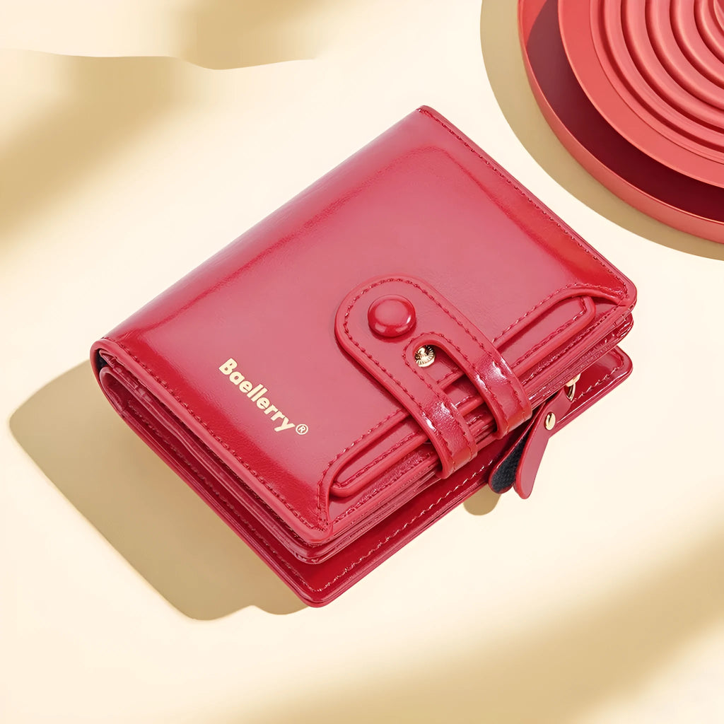 Women's PU leather card holder wallet in various colours showing polyester lining