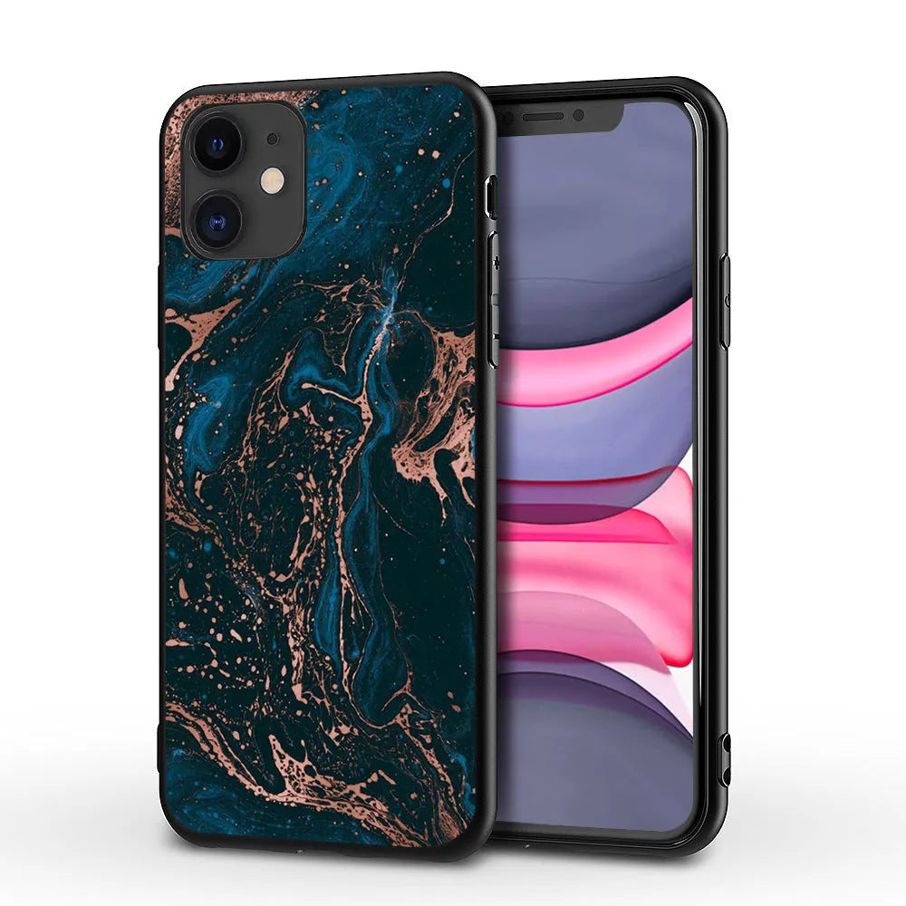 Marble pattern protective case for iPhone on a table
