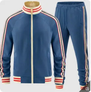 Turtleneck zipper cardigan trousers suit in polyester fabric streetwear style