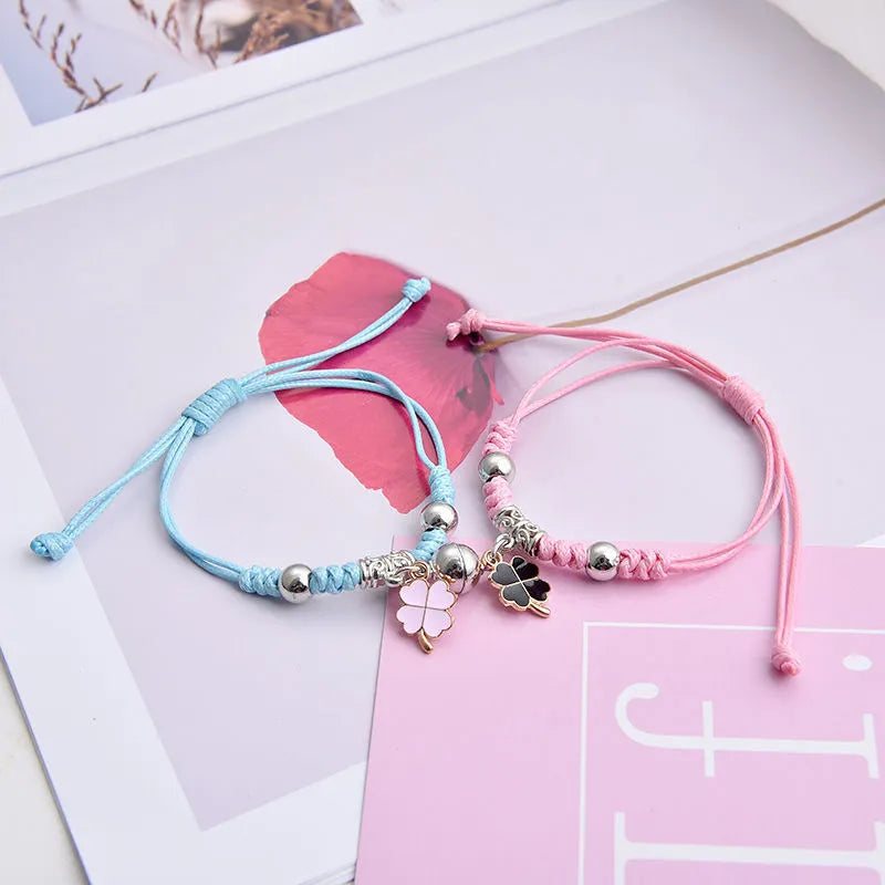 Electroplated alloy suction cup couple bracelets with crown and diamond designs