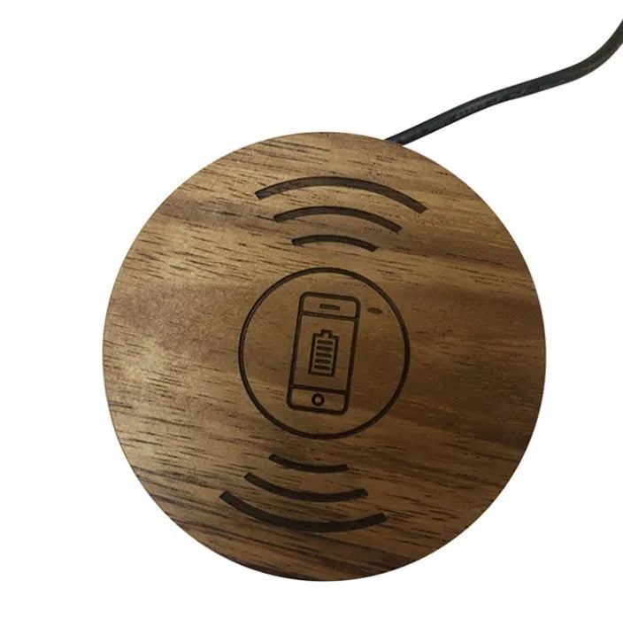 Round 60mm wireless phone charger for embedded installation in furniture