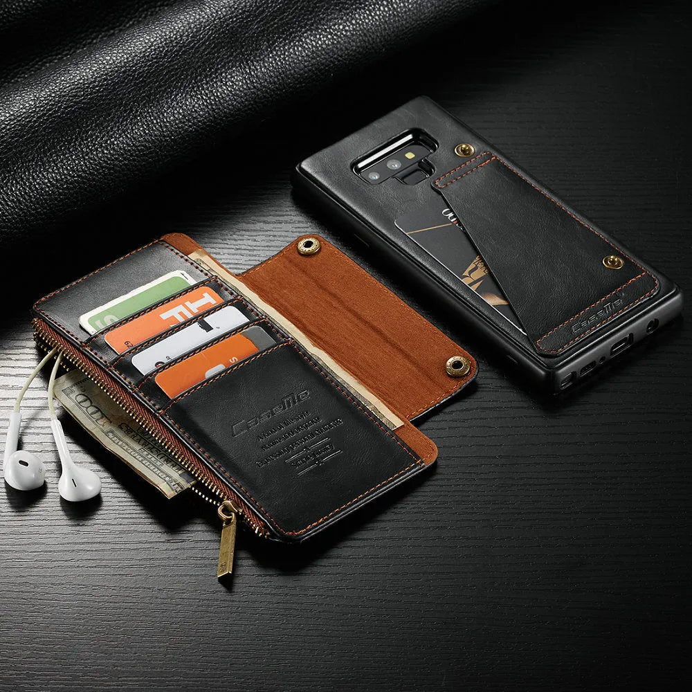 PU leather flip phone case for Samsung Note9 in black colour showing anti-scratch protection features