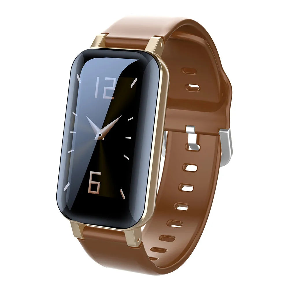 Call Bracelet smart fitness tracker on wrist showing heart rate monitor display