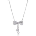 S925 sterling silver bow pendant necklace on woman with adjustable 40-45cm clavicle chain