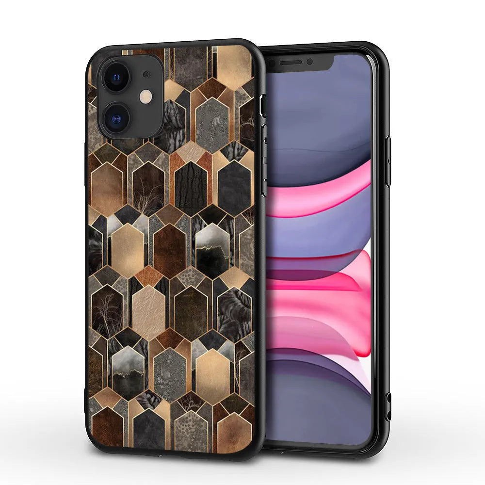 Marble pattern protective case for iPhone on a table