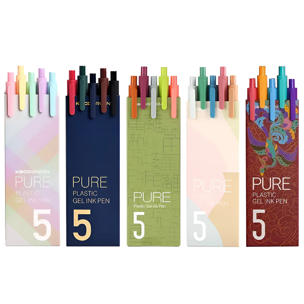 Multi-color press gel pen set with 0.5mm point, ABS plastic handle, in retro colour box