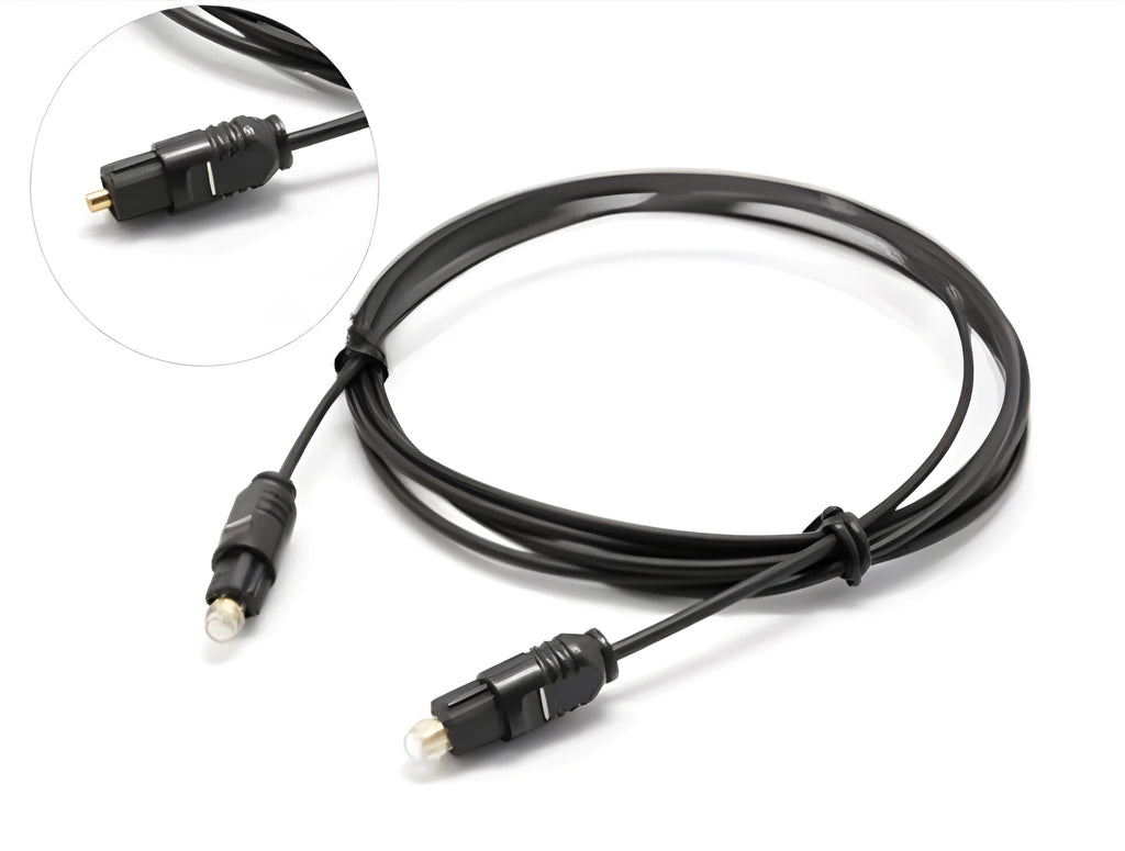OD2.2 digital optical audio cable with PVC jacket shown in various lengths for home theatre use.