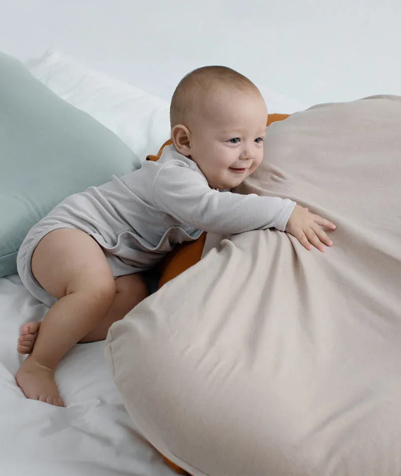 Portable cotton baby nest crib measuring 75x45cm with PP cotton filler in beige colour
