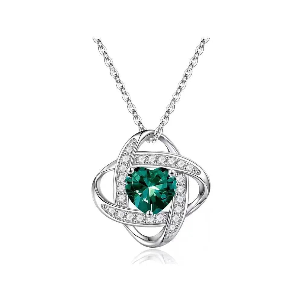 Copper heart-shaped necklace with electroplated colour finishes in European American fashion jewellery style
