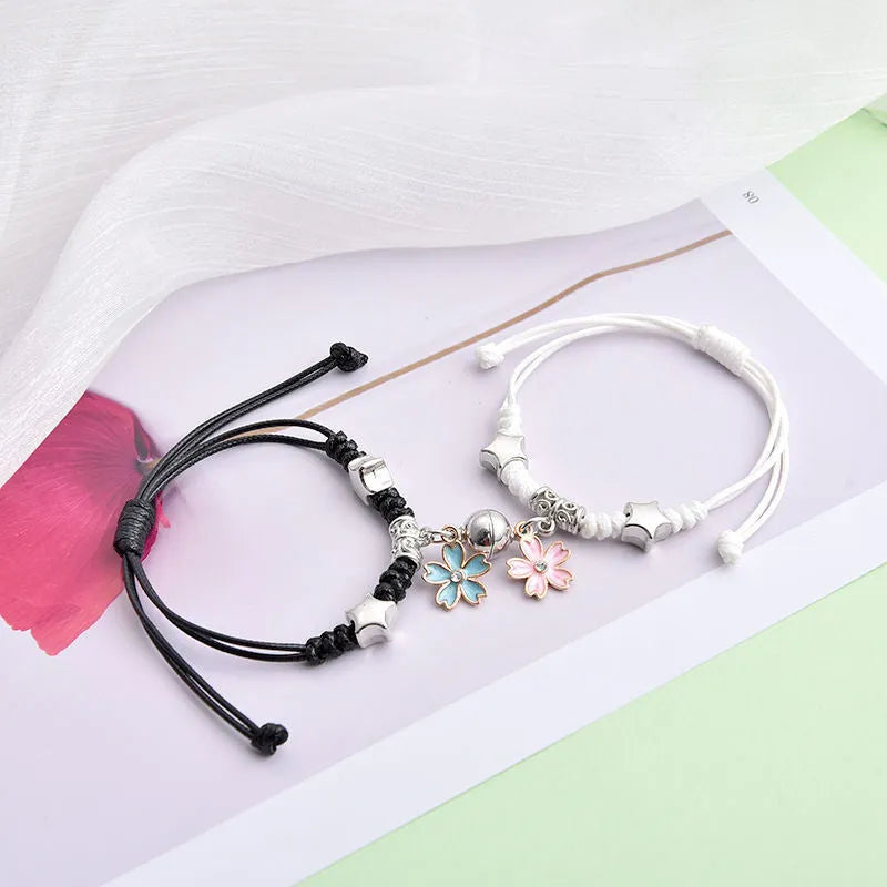 Electroplated alloy suction cup couple bracelets with crown and diamond designs