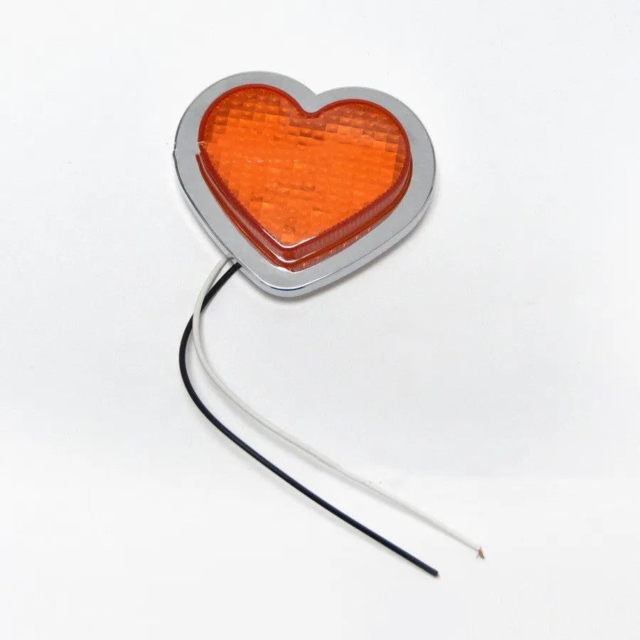 Heart-shaped 12v automotive LED sidelight for fender mounting in multiple colour options