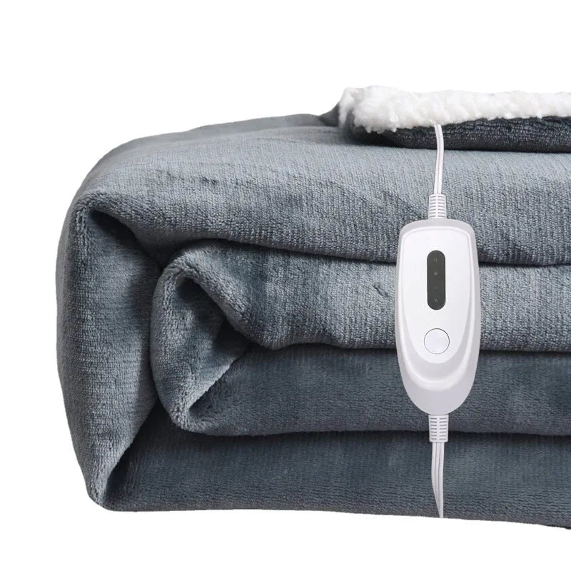 USB electric heating blanket with temperature controller in grey flannel fabric