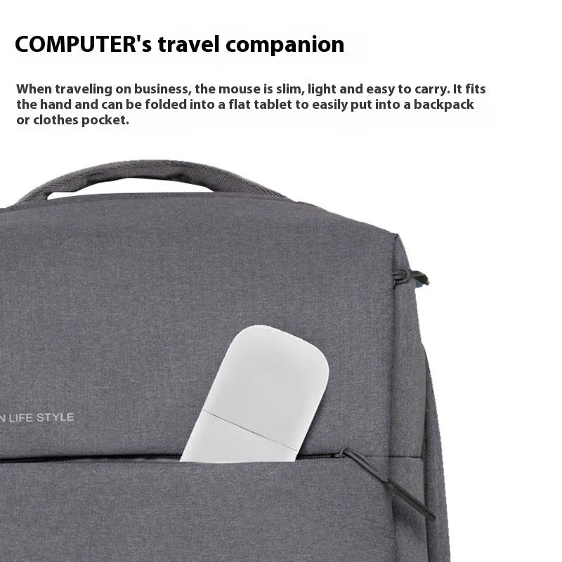 Black Bluetooth 4.0 folding touch wireless mouse shown in compact and folded position.