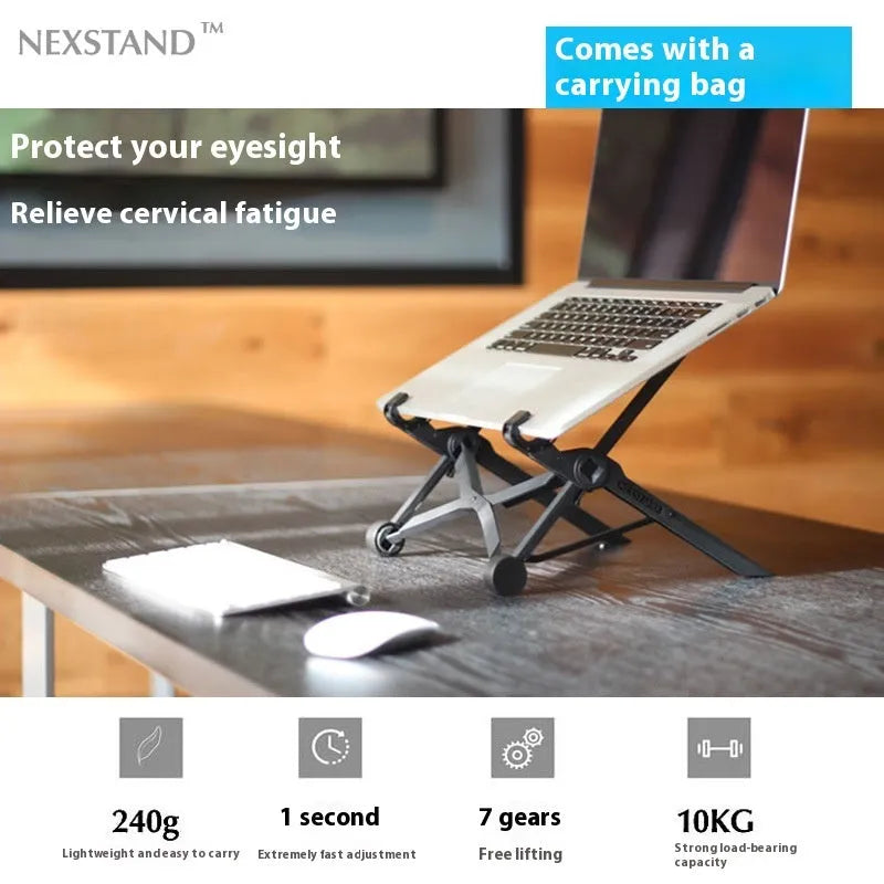 Sagacious black portable folding laptop bracket with carrying case
