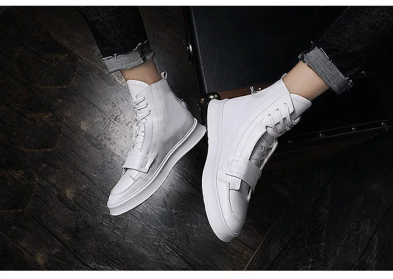 Men's black high-top sneaker style winter ankle boots with a microfiber upper.