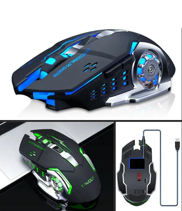 Black and white wireless charging mouse with silent click for laptop use