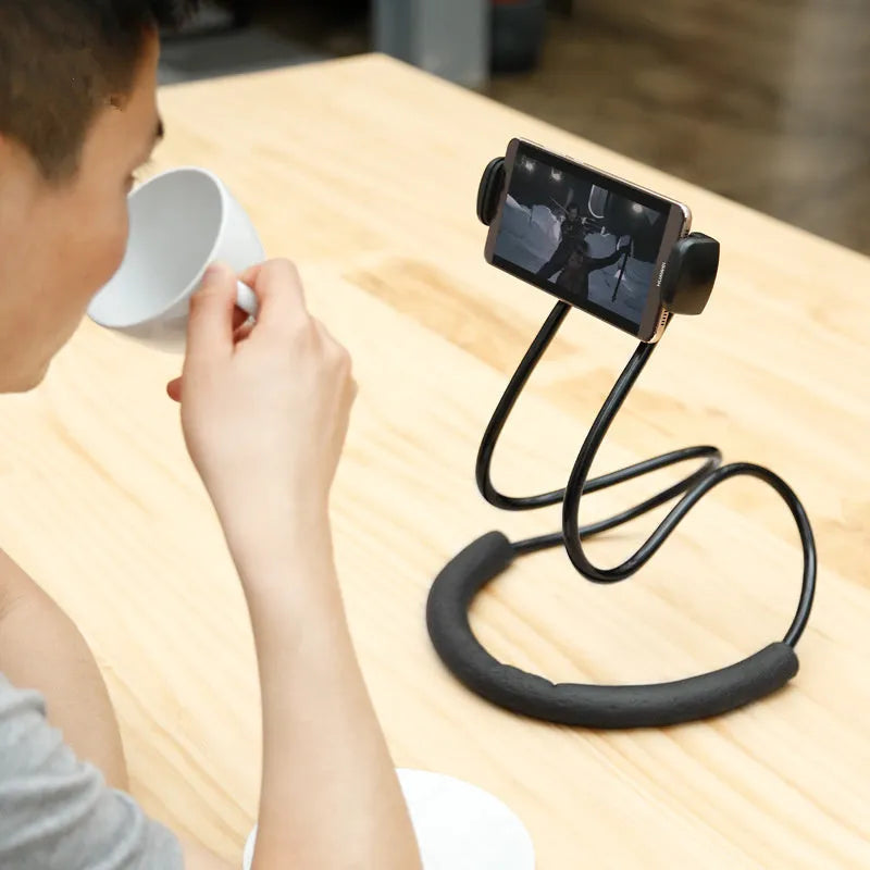 Baseus flexible mobile phone holder showing 360 degree rotation and shockproof bubble support for 4-10 inch devices