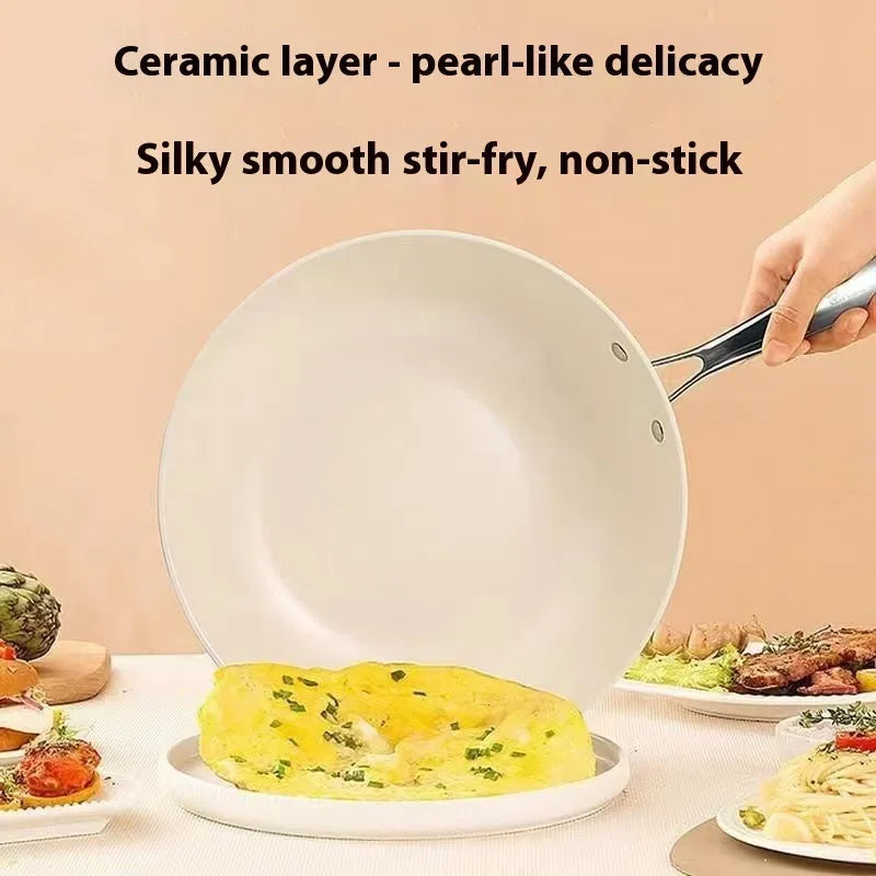 28cm ceramic non-stick stir fry pan with glass lid