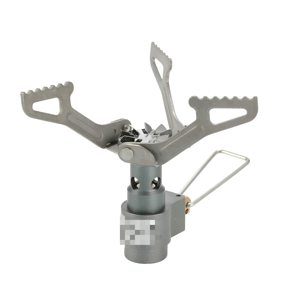 Portable propane gas camping stove with compact one-piece design for outdoor use