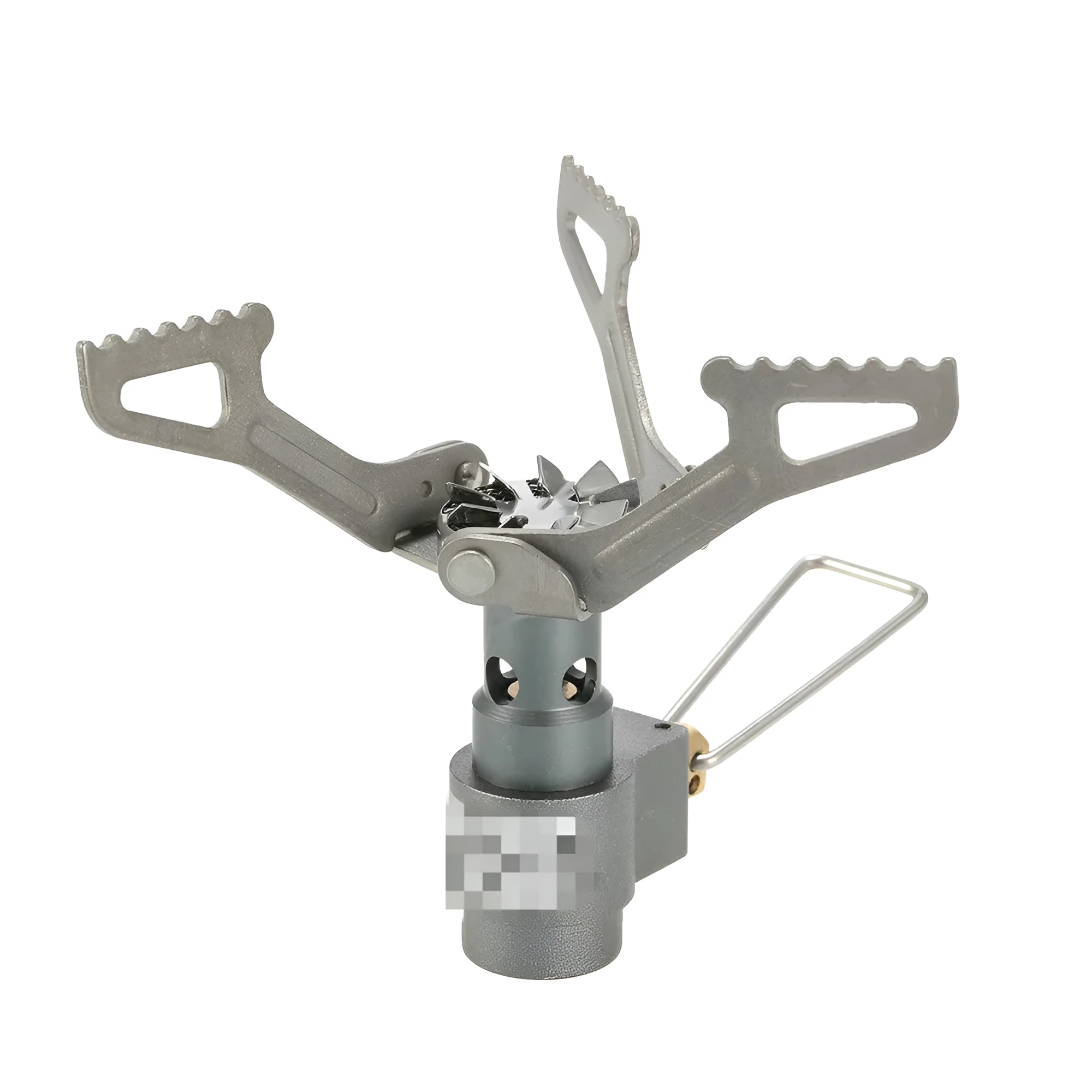 Portable propane gas camping stove with compact one-piece design for outdoor use