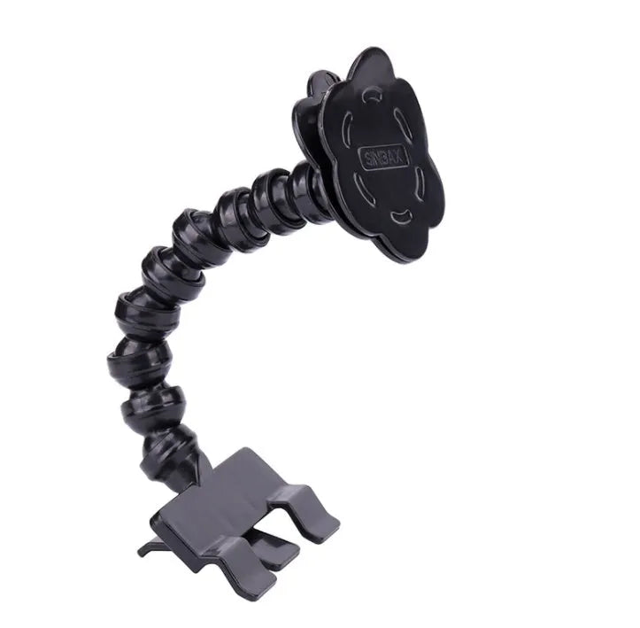 Black and white pet selfie stick with PVC construction, square clip and flower clip attachments