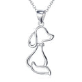 925 sterling silver dog pendant necklace with round bead chain on display