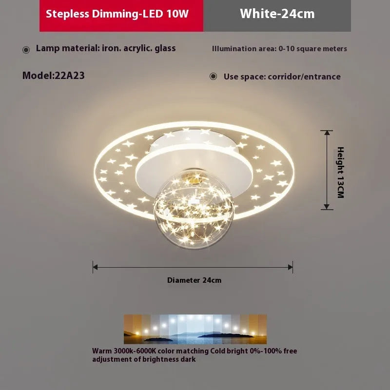 Modern simplicity corridor ceiling lamp in gold finish with colour changing LED lighting