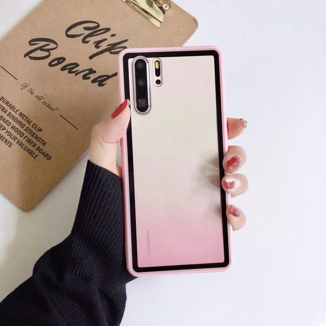 Rainbow pattern Huawei phone case in choice of black, green, orange, or pink colours