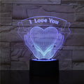 Valentine 3D night light with hands holding heart design in seven colour changing LED modes