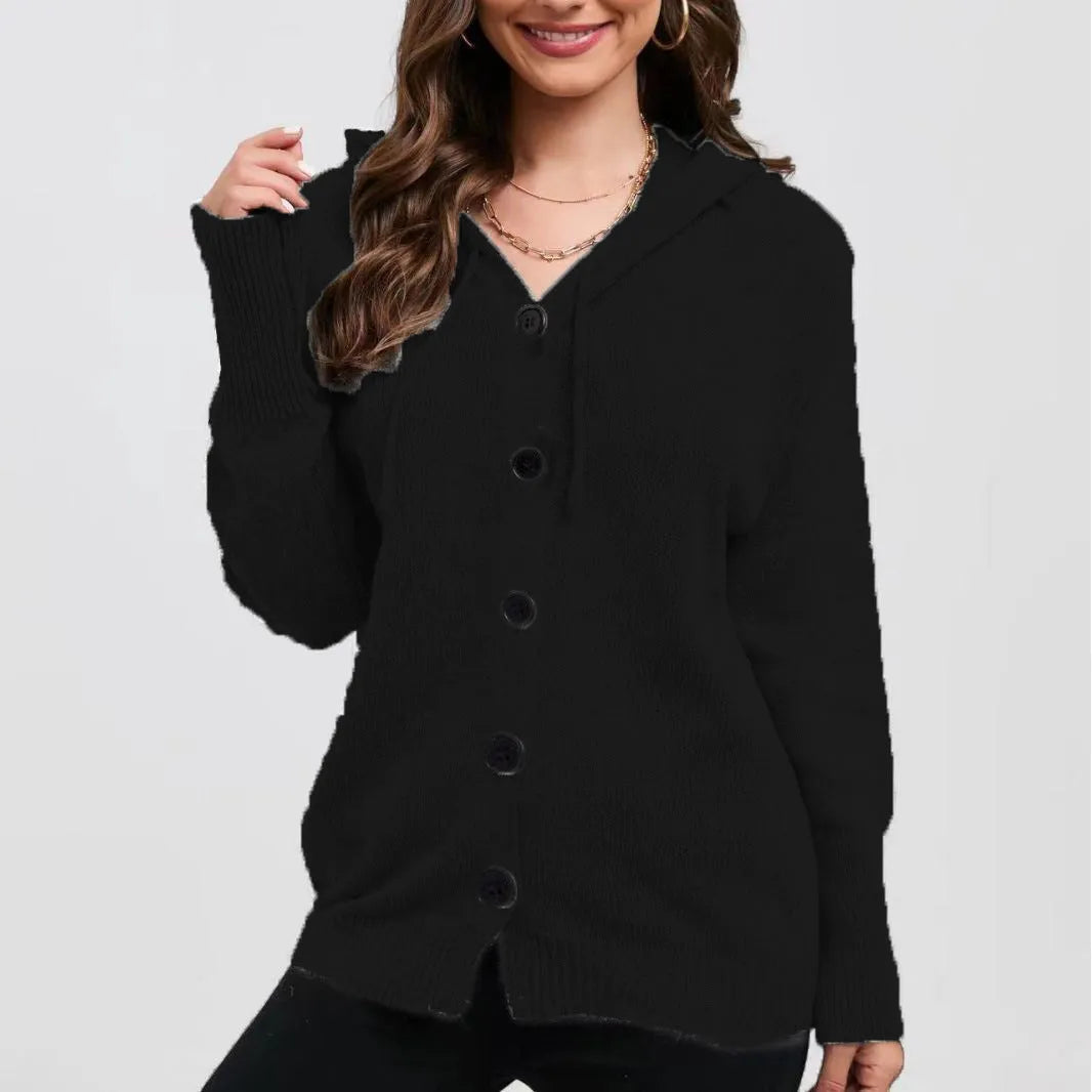 Women's loose fit hooded cotton cardigan sweater in multiple colour options