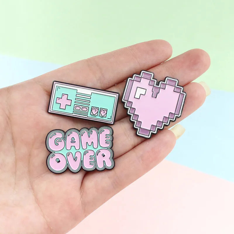 Alloy metal stereo game console decorative badge in independent OPP packaging