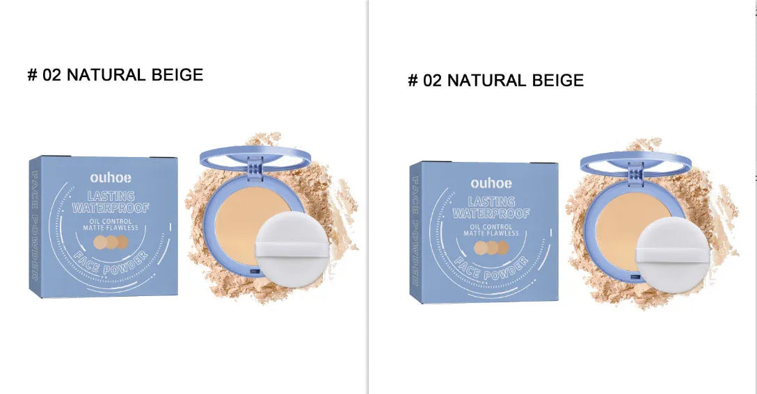Natural finishing powder compact with 8g net content for makeup setting and shine control