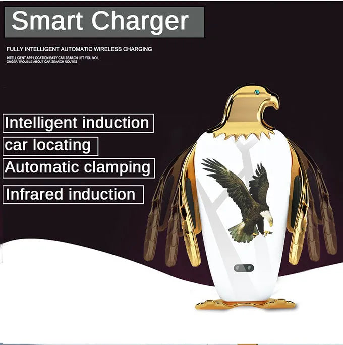 Wireless charging car phone holder with suction cup mount in black and gold colour combination