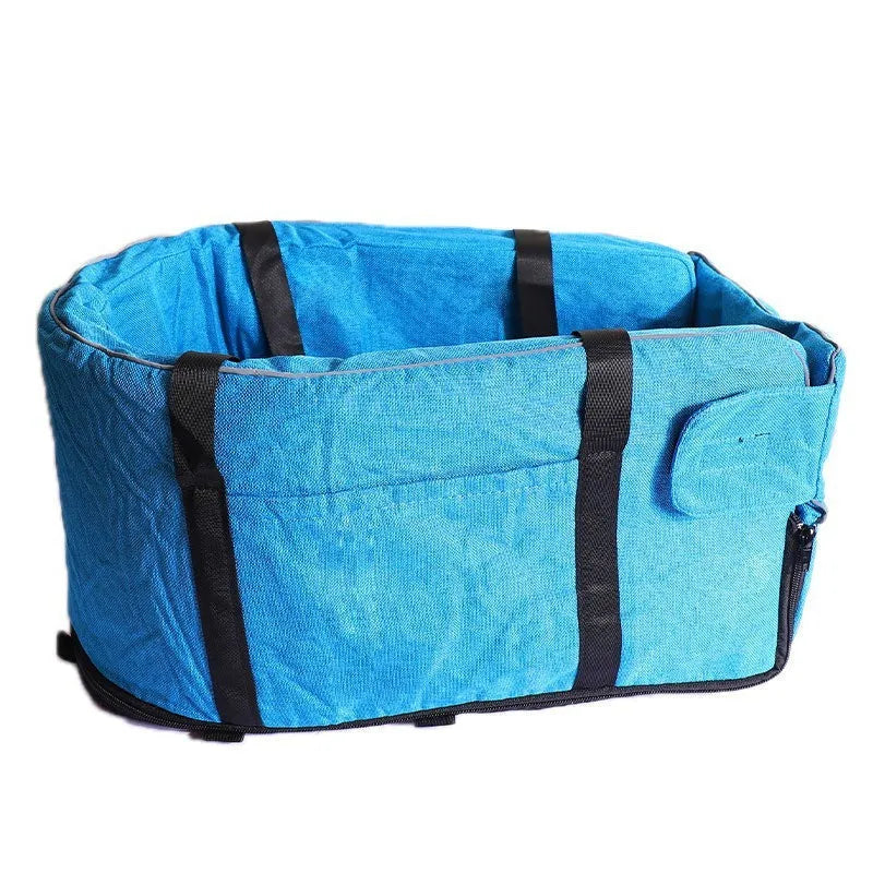 Outdoor cloth dog kennel with sponge padding in blue, grey, red, and grey mesh colour options.