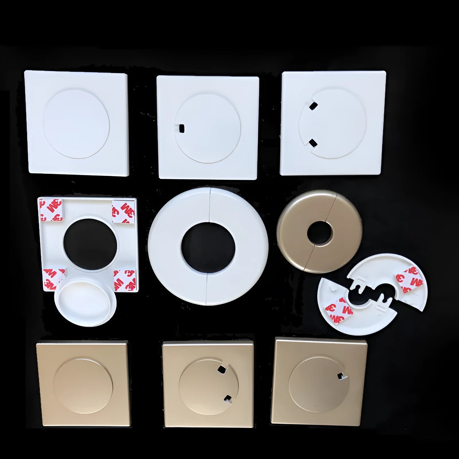 Decorative ABS plastic cover ring with 3M adhesive for concealing wall holes and cable ports