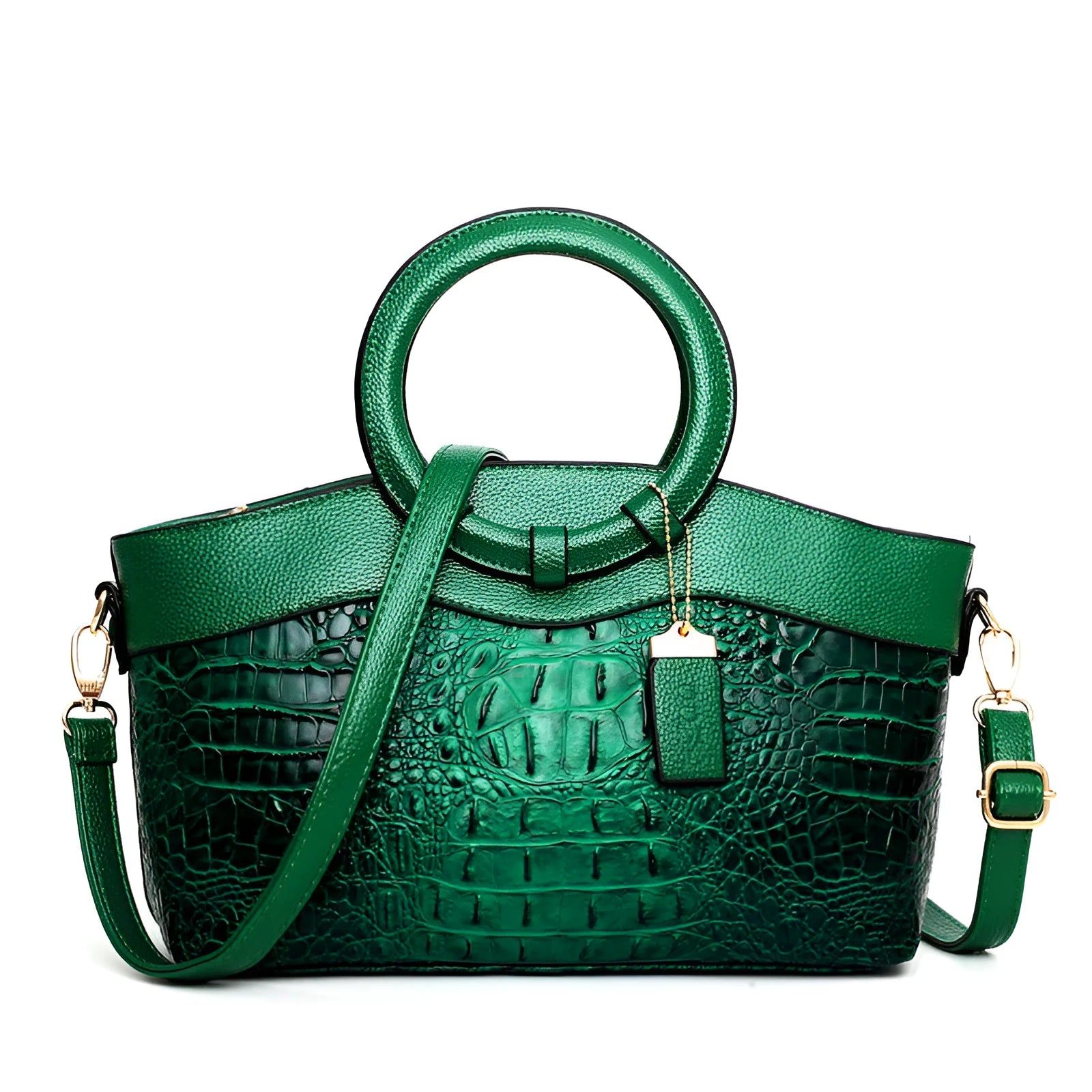 Ladies casual fabric handbag in multiple colours with zipper compartments, shown with shoulder strap.