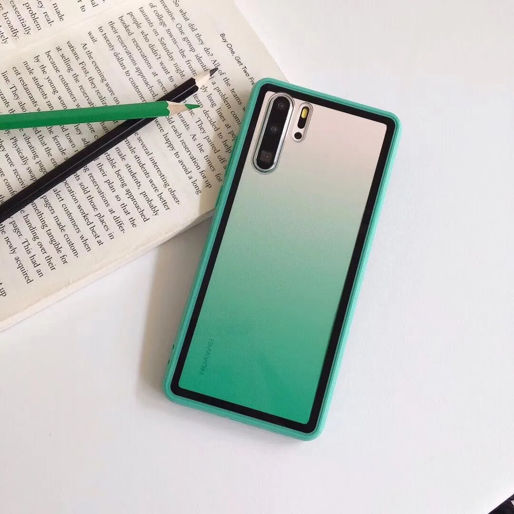 Rainbow pattern Huawei phone case in choice of black, green, orange, or pink colours