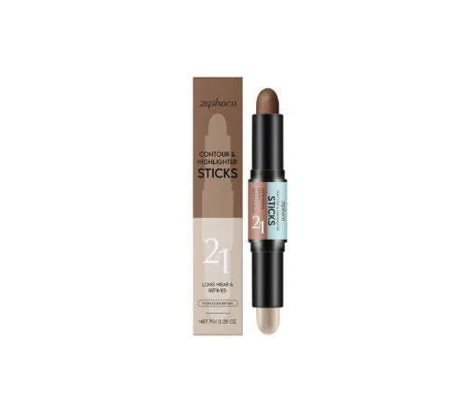 2-in-1 dual-ended brow highlighter pencil in brown shades with outlining and highlighting ends