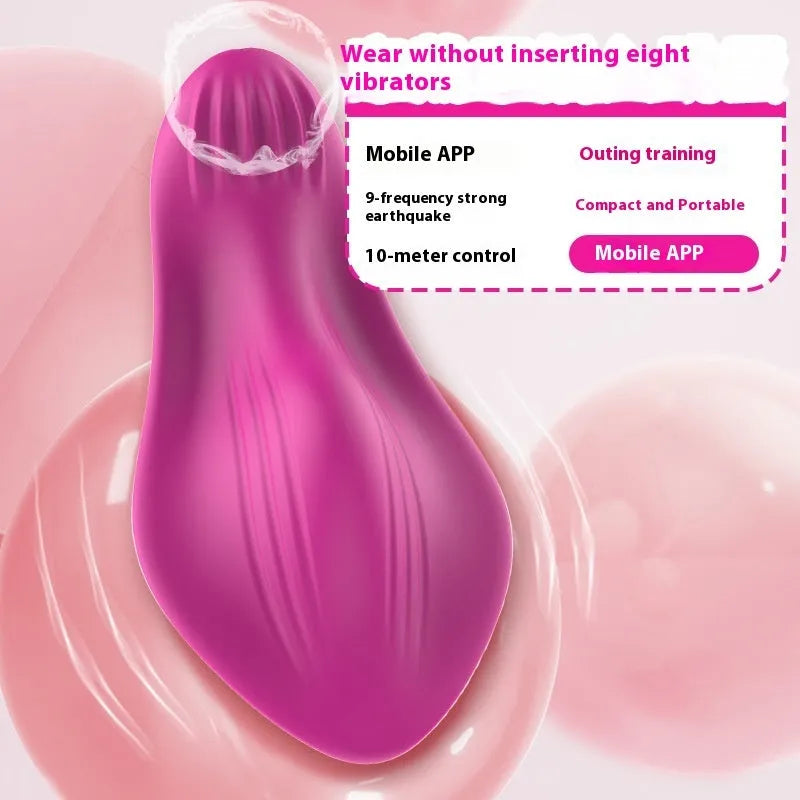 Rose red app-controlled wearable female massager with silicone construction and USB charging port