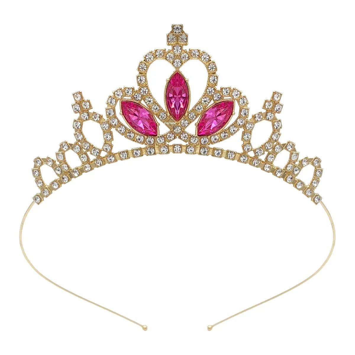 Gold and silver alloy princess crown headdress with coloured gemstones for girls birthday parties