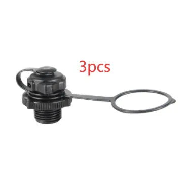 Three plastic rotating valve nozzle covers for inflatable product repair.