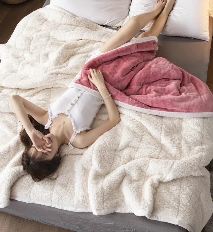 Fleece Blankets and Throws Thick Warm Winter Blankets Home Super Soft Duvet Luxury Solid Blankets on Twin Bedding Coral Fleece Polyester 150cmx200cm Pink Autumn Winter Use