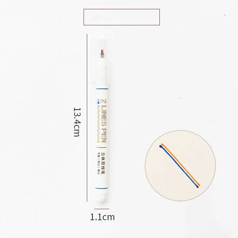 Stereo double line student highlighting pen with 0.5mm fine point